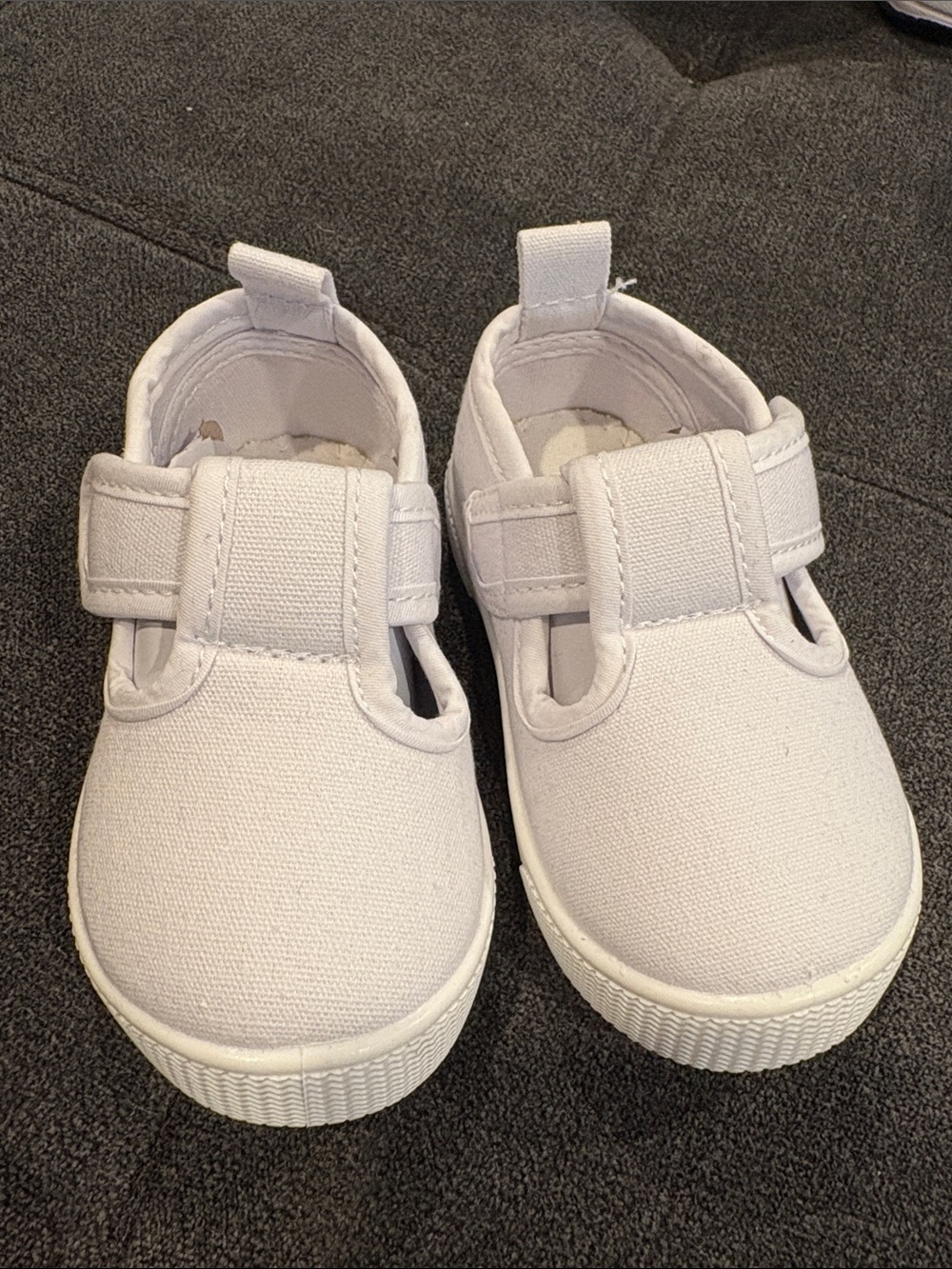 Kids White Canvas Hook-and-Loop Shoes